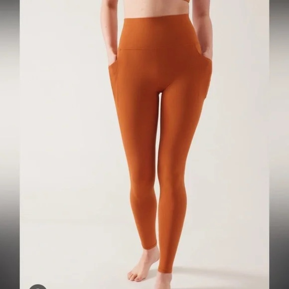 Athleta Salutation Stash Leggings Foliage Orange M